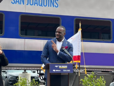 Calif. Sec. of Transport Toks Omishakin Cuts Ribbon to Launch New Central Valley to NorCal Train Service