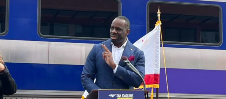 Calif. Sec. of Transport Toks Omishakin Cuts Ribbon to Launch New Central Valley to NorCal Train Service