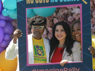 Sen. Susan Rubio (D-West Covina), center, was one of the speakers at the rally held by the Service Employees International Union California (SEIU) at the State Capitol on May 15. She is concerned about the budget cuts to anti-Domestic Violence programs. CBM photo by Antonio Ray Harvey.