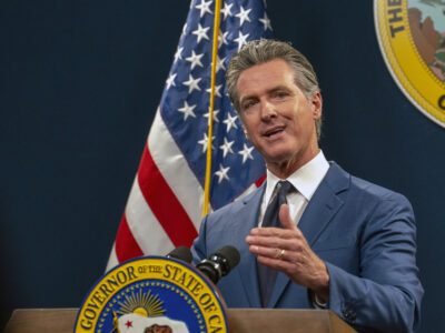 California Gov. Gavin Newsom discusses his revised 2024-25 state budget during a news conference in Sacramento, California, May 10, 2024. | Rich Pedroncelli/AP